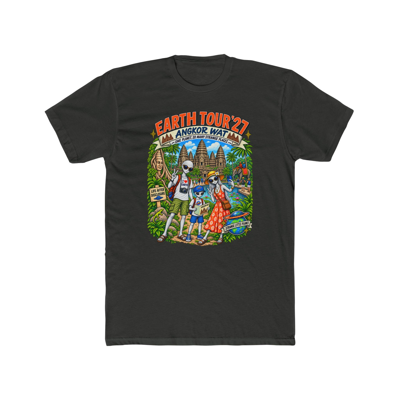 Earth Tour '27: Angkor Wat Aliens on vacation t-shirt